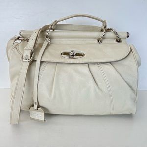 CLAUDIA FIRENZE Italy Cream Soft Leather Spacious  Slouchy Satchel Shoulder Tote